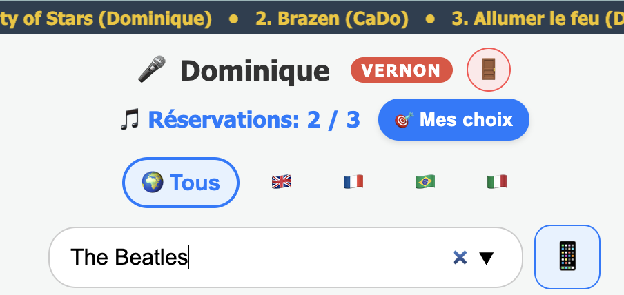 Écran du sélection